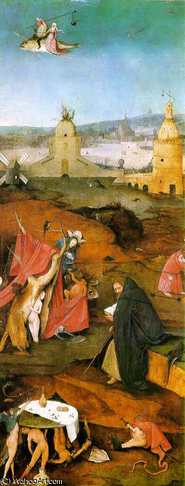 Wikioo.org - The Encyclopedia of Fine Arts - Painting, Artwork by Hieronymus Bosch - Temptation of St Anthony right wing of the triptych