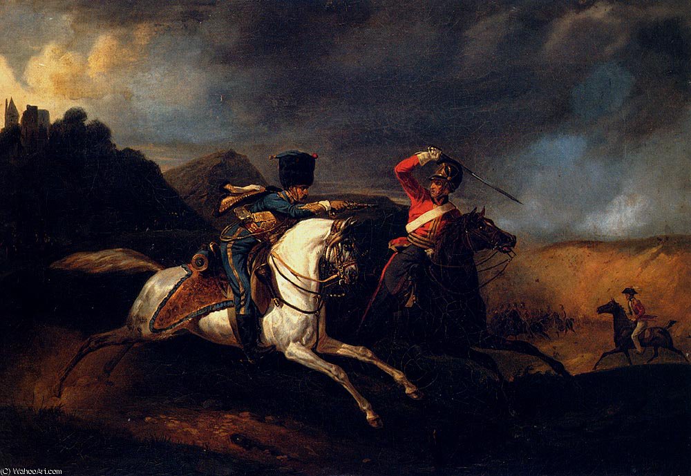 Wikioo.org - The Encyclopedia of Fine Arts - Painting, Artwork by Emile Jean Horace Vernet - Two soldiers on horseback