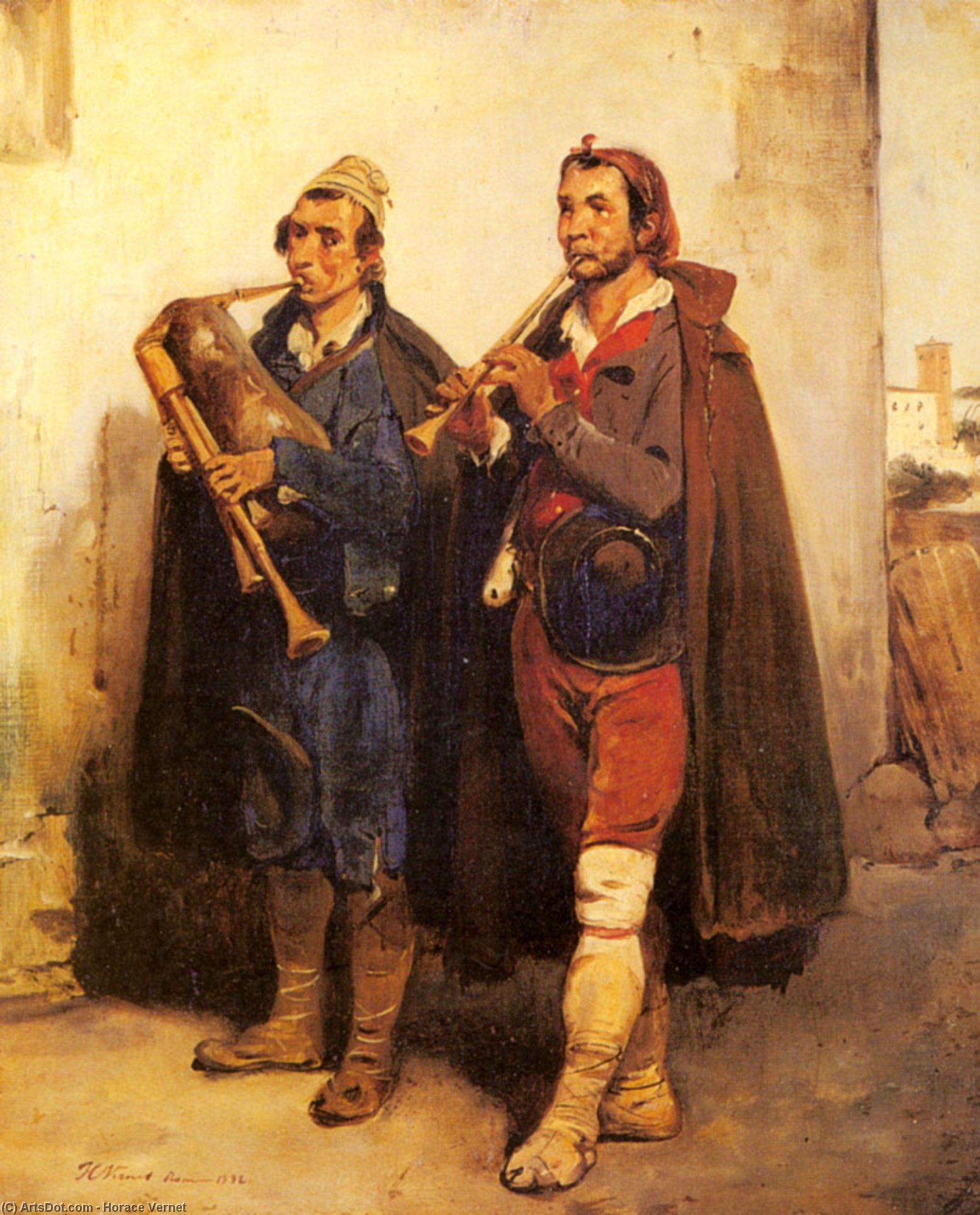 Wikioo.org - The Encyclopedia of Fine Arts - Painting, Artwork by Emile Jean Horace Vernet - Village musicians