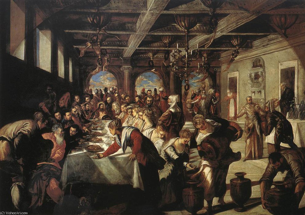 Wikioo.org - สารานุกรมวิจิตรศิลป์ - จิตรกรรม Tintoretto (Jacopo Comin) - Marriage at Cana