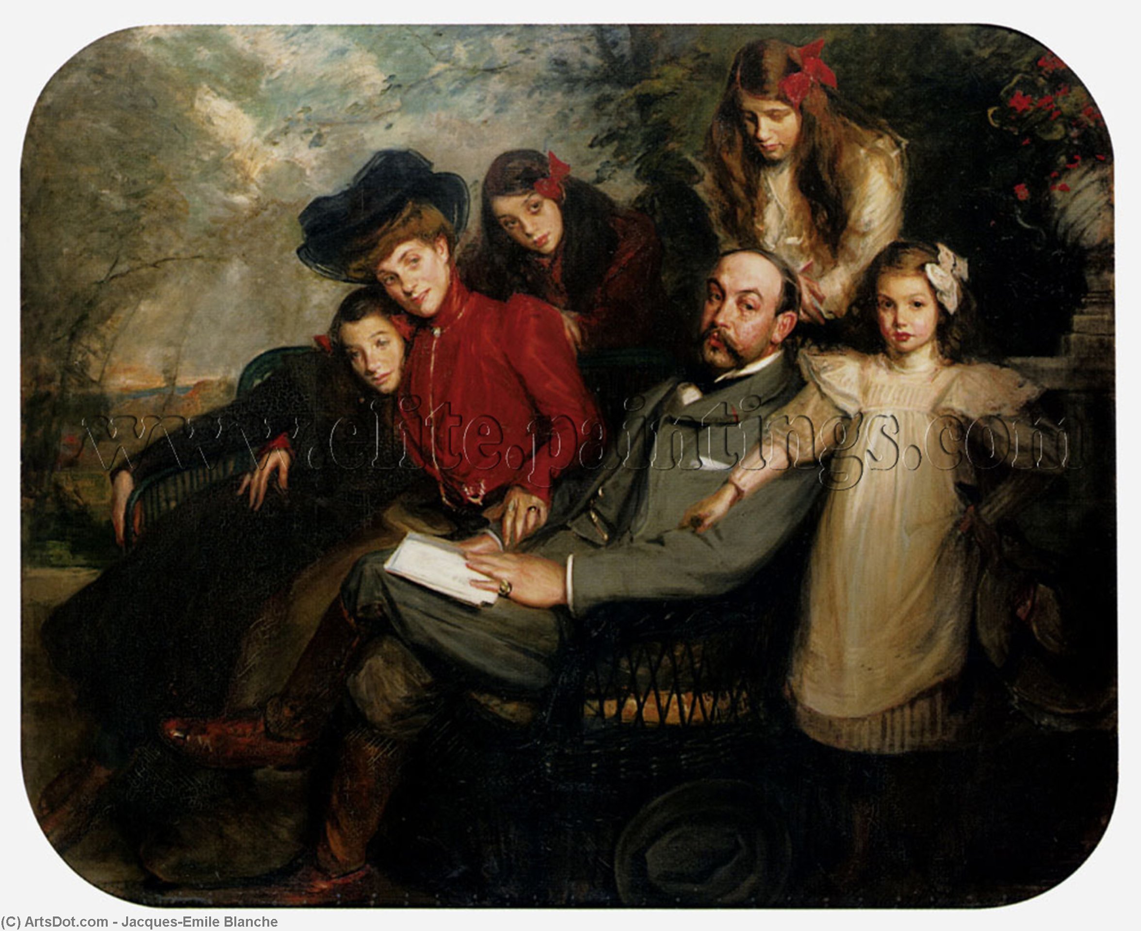 Wikioo.org - The Encyclopedia of Fine Arts - Painting, Artwork by Jacques-Emile Blanche - The poet francis viele griffin and his family