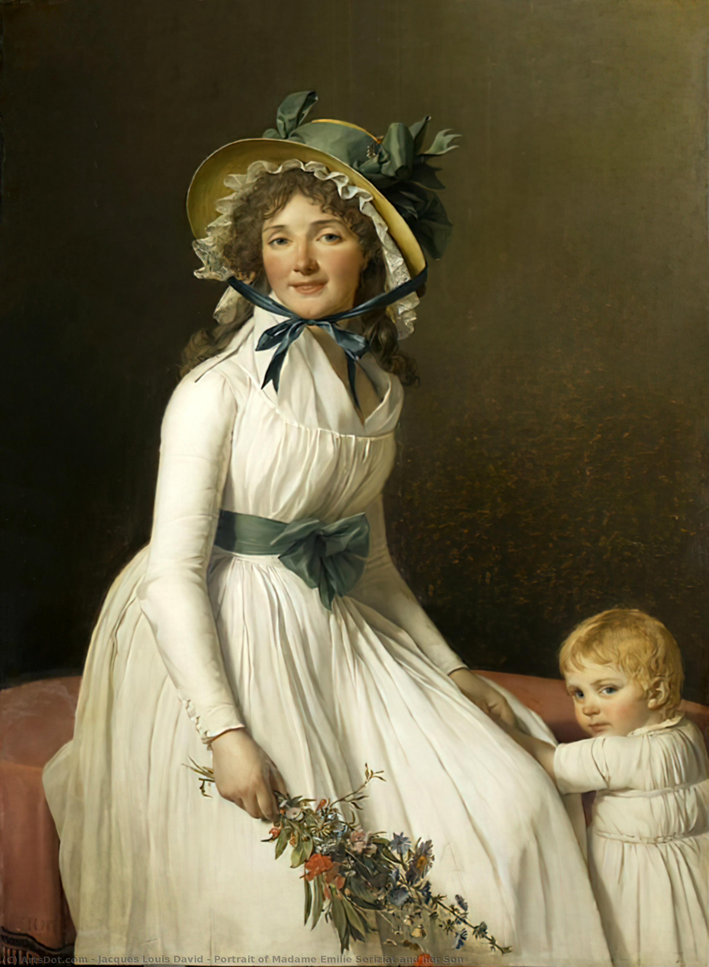 Wikioo.org - The Encyclopedia of Fine Arts - Painting, Artwork by Jacques Louis David - Portrait of Madame Emilie Seriziat and her Son