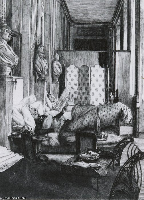 Wikioo.org - The Encyclopedia of Fine Arts - Painting, Artwork by James Jacques Joseph Tissot - Le Foyer de la Comedie Francaise pendant le Siege de Paris