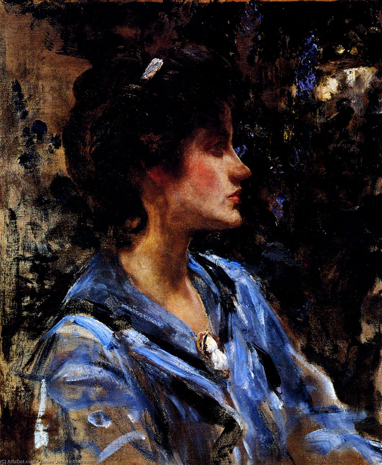 Wikioo.org - The Encyclopedia of Fine Arts - Painting, Artwork by James Jebusa Shannon - young woman in blue