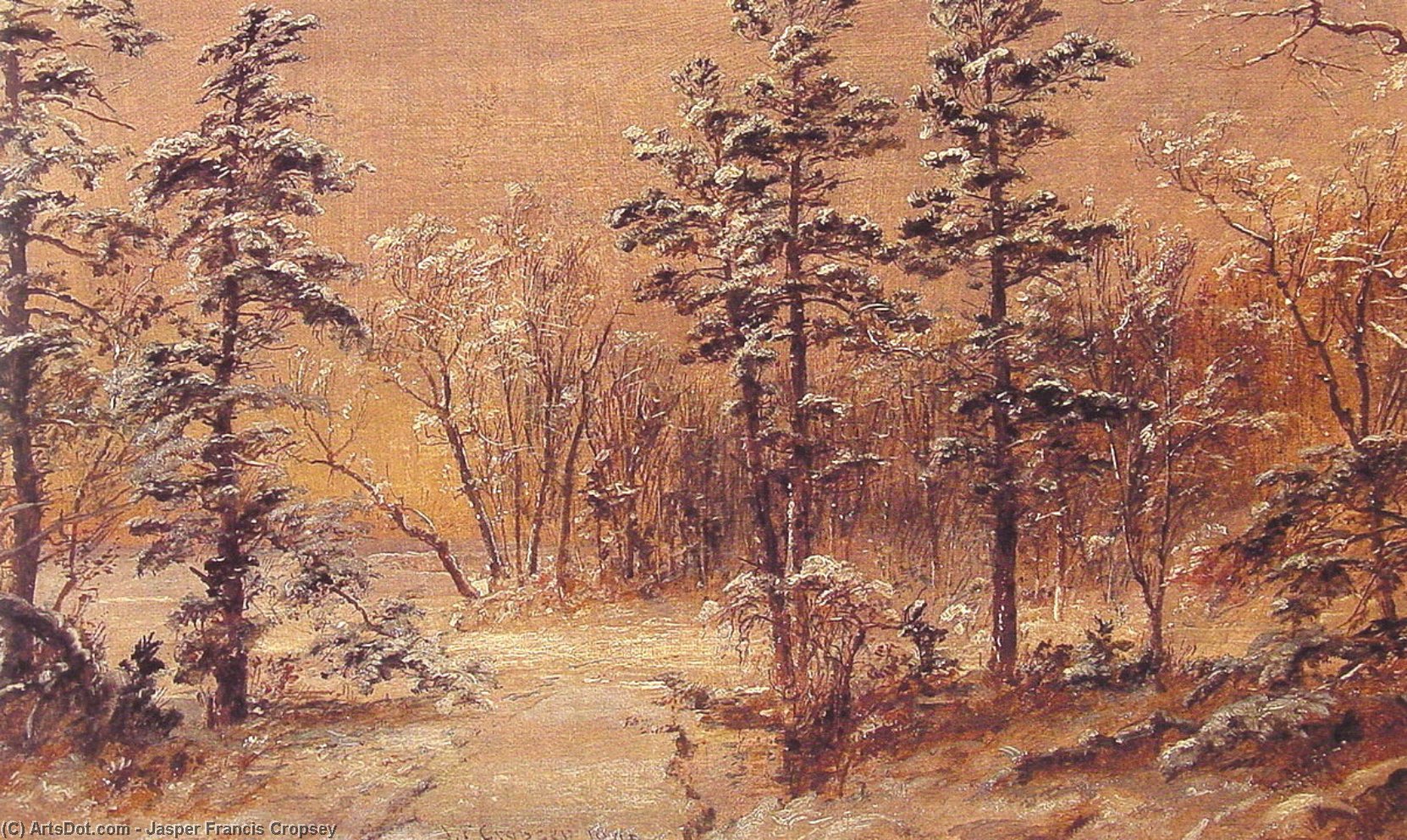 Wikioo.org - The Encyclopedia of Fine Arts - Painting, Artwork by Jasper Francis Cropsey - Winter woodland