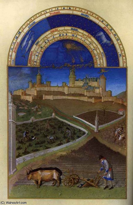 WikiOO.org - Encyclopedia of Fine Arts - Maalaus, taideteos Limbourg Brothers - Jean les tres riches heures du duc de berry mars