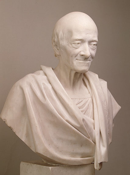 Wikioo.org – La Enciclopedia de las Bellas Artes - Pintura, Obras de arte de Jean Antoine Houdon - Retrato de Voltaire en una toga