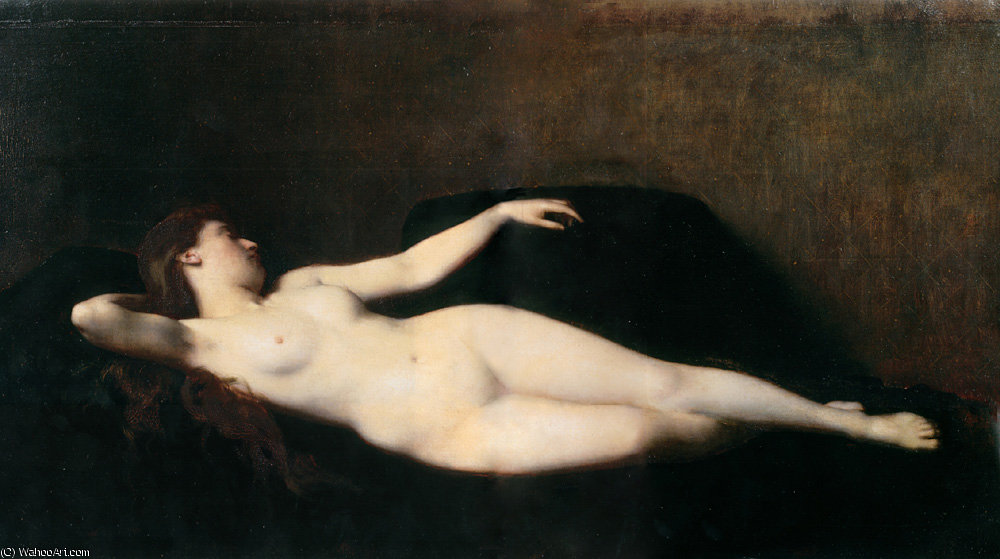Wikioo.org - The Encyclopedia of Fine Arts - Painting, Artwork by Jean Jacques Henner - Donna sul divano nero