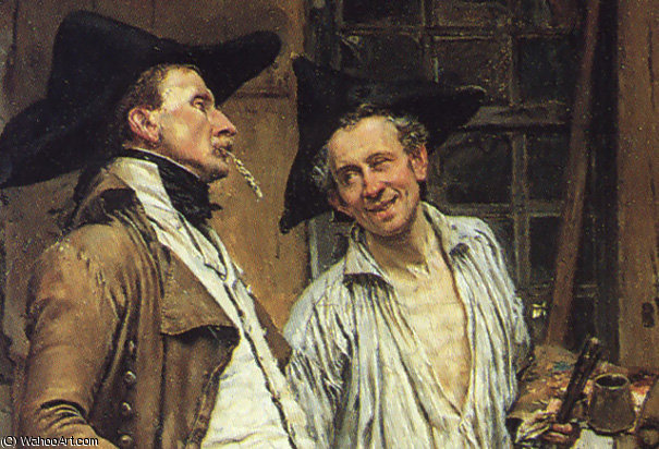 Wikioo.org - The Encyclopedia of Fine Arts - Painting, Artwork by Jean Louis Ernest Meissonier - The Sign Painter 23.5x17.5in detail