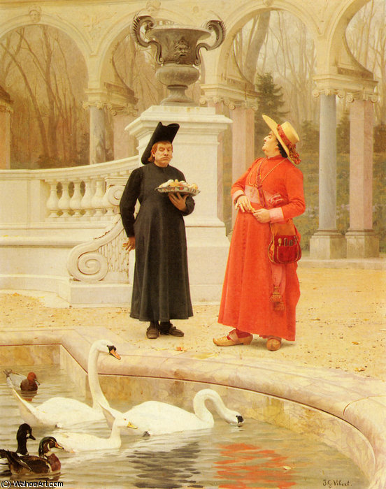 Wikioo.org - The Encyclopedia of Fine Arts - Painting, Artwork by Jean Georges Vibert - a plate of cakes