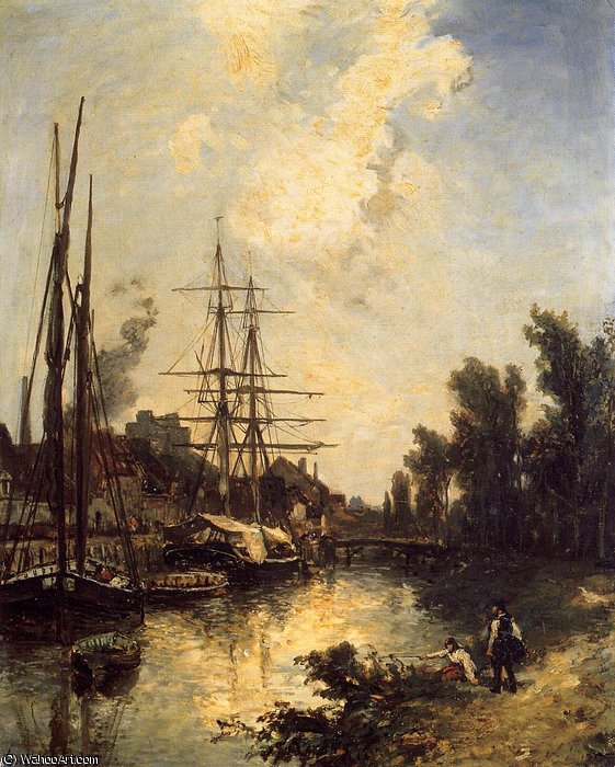 Wikioo.org - The Encyclopedia of Fine Arts - Painting, Artwork by Johan Barthold Jongkind - boats dockside