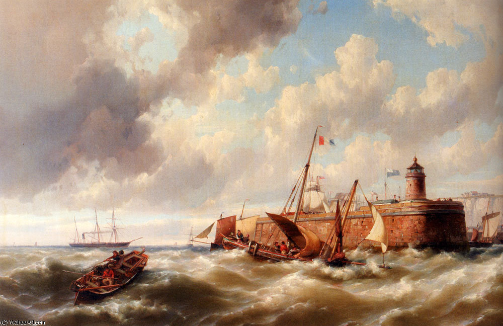 WikiOO.org - Encyclopedia of Fine Arts - Malba, Artwork Johannes Hermanus Koekkoek - Jr almost safe in port