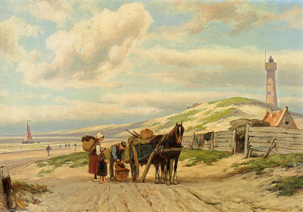 WikiOO.org - Encyclopedia of Fine Arts - Malba, Artwork Johannes Hermanus Koekkoek - Barend returning home
