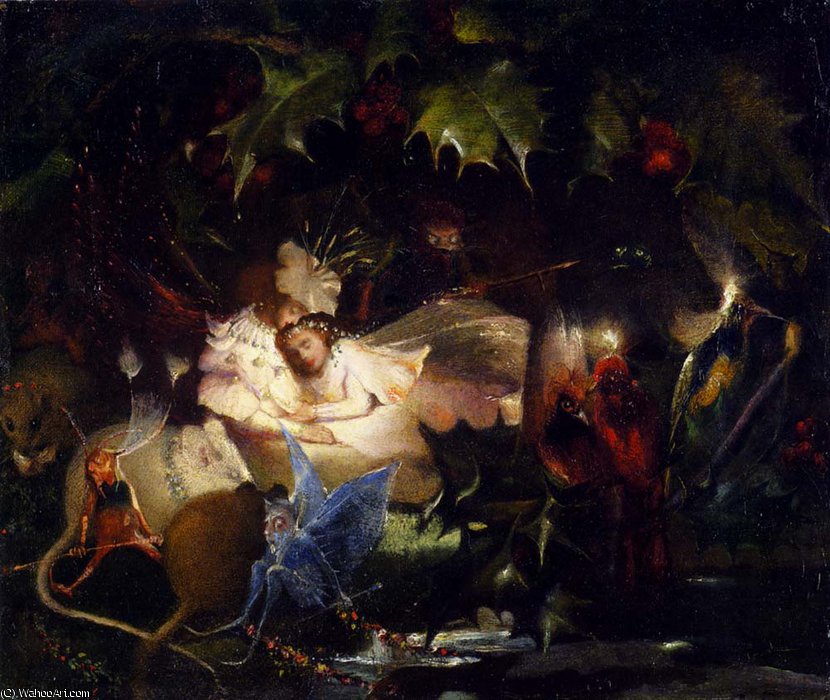Wikioo.org - The Encyclopedia of Fine Arts - Painting, Artwork by John Anster Fitzgerald - Jon anster the fairy bower