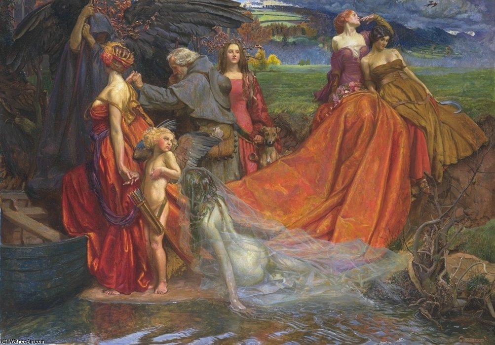 Wikioo.org - สารานุกรมวิจิตรศิลป์ - จิตรกรรม John Byam Liston Shaw - Now is Pilgrim Fair Autumn-s Charge