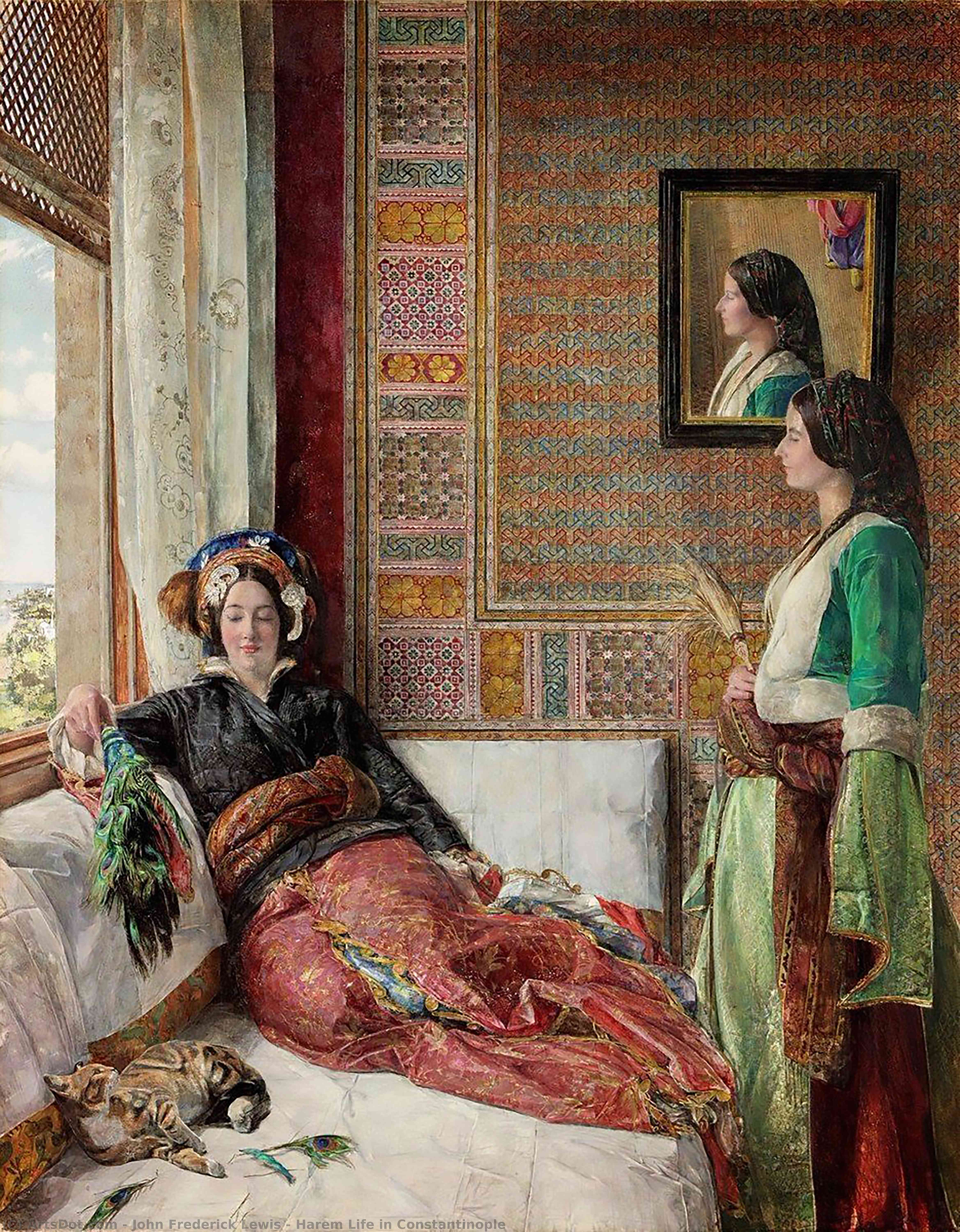 Wikioo.org - The Encyclopedia of Fine Arts - Painting, Artwork by John Frederick Lewis - Harem Life in Constantinople