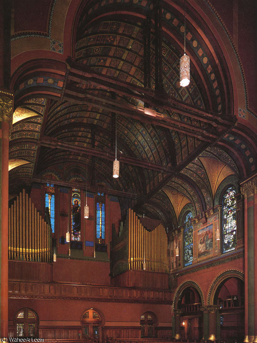 Wikioo.org – La Enciclopedia de las Bellas Artes - Pintura, Obras de arte de John La Farge - Iglesia de trinidad boston