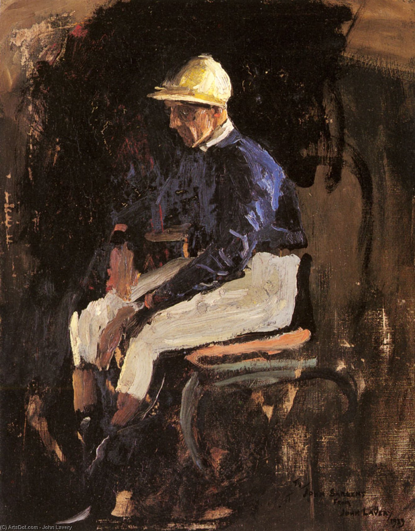 Wikioo.org - สารานุกรมวิจิตรศิลป์ - จิตรกรรม John Lavery - a portrait of joe childs the rothschilds jockey