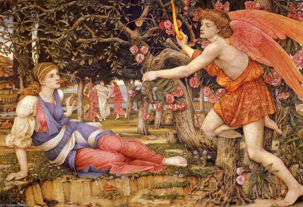 Wikioo.org - The Encyclopedia of Fine Arts - Painting, Artwork by John Roddam Spencer Stanhope - Stahope john roddam love and the maiden
