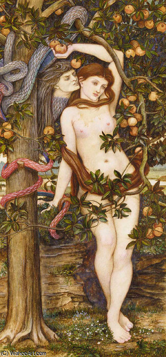 Wikioo.org - The Encyclopedia of Fine Arts - Painting, Artwork by John Roddam Spencer Stanhope - Temptation of Eve FSR