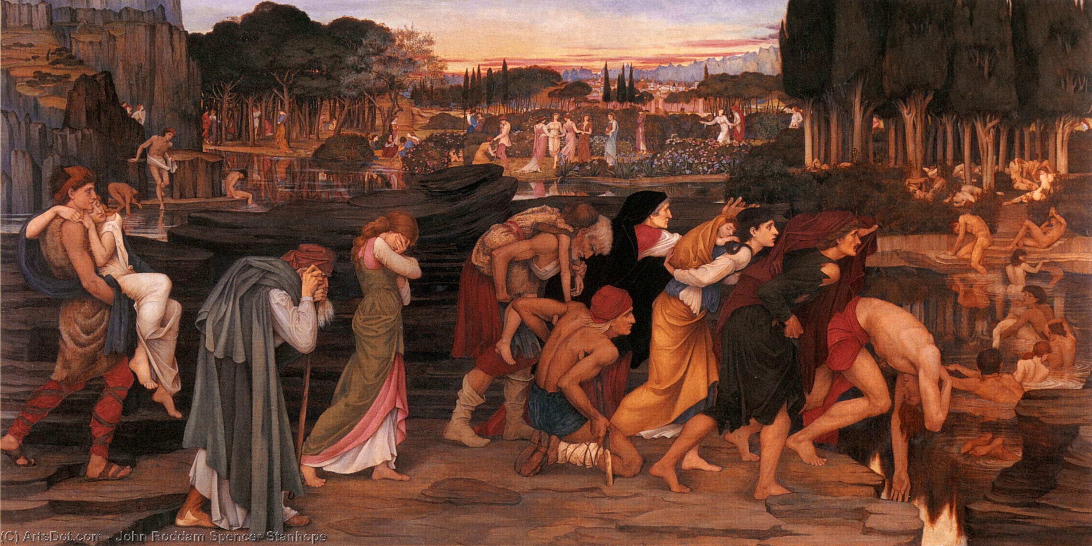 Wikioo.org - The Encyclopedia of Fine Arts - Painting, Artwork by John Roddam Spencer Stanhope - The Waters of Lethe by the Plains of Elysium