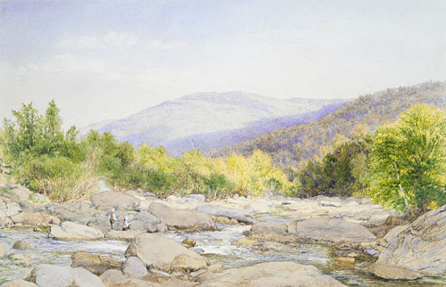 Wikioo.org - สารานุกรมวิจิตรศิลป์ - จิตรกรรม John William Hill - Landscape view on catskill creek