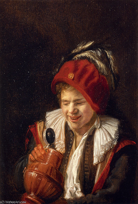 Wikioo.org – La Enciclopedia de las Bellas Artes - Pintura, Obras de arte de Judith Leyster - Kannekijker un joven con una jarra