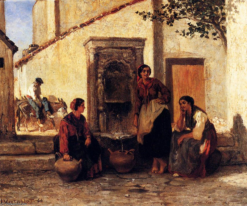 Wikioo.org - The Encyclopedia of Fine Arts - Painting, Artwork by Jules Jacques Veyrassat - At the fountain