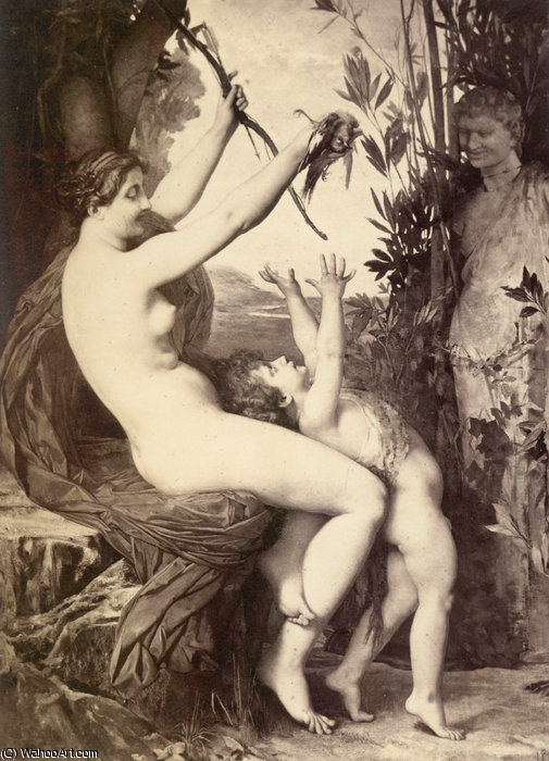 Wikioo.org - The Encyclopedia of Fine Arts - Painting, Artwork by Jules Joseph Lefebvre - Nymph et bacchus