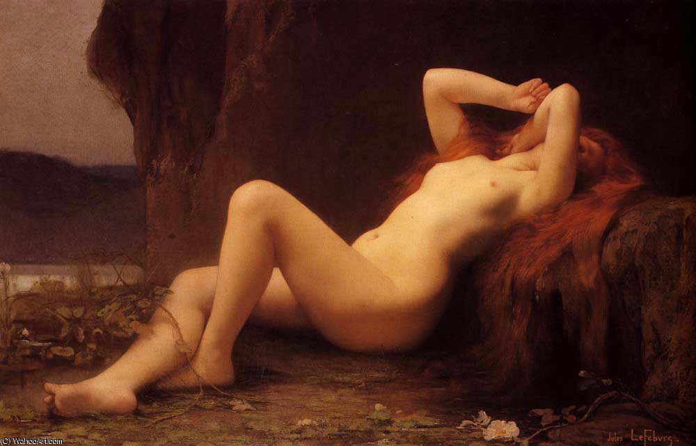 Wikioo.org - The Encyclopedia of Fine Arts - Painting, Artwork by Jules Joseph Lefebvre - Mary magdalene in the cave
