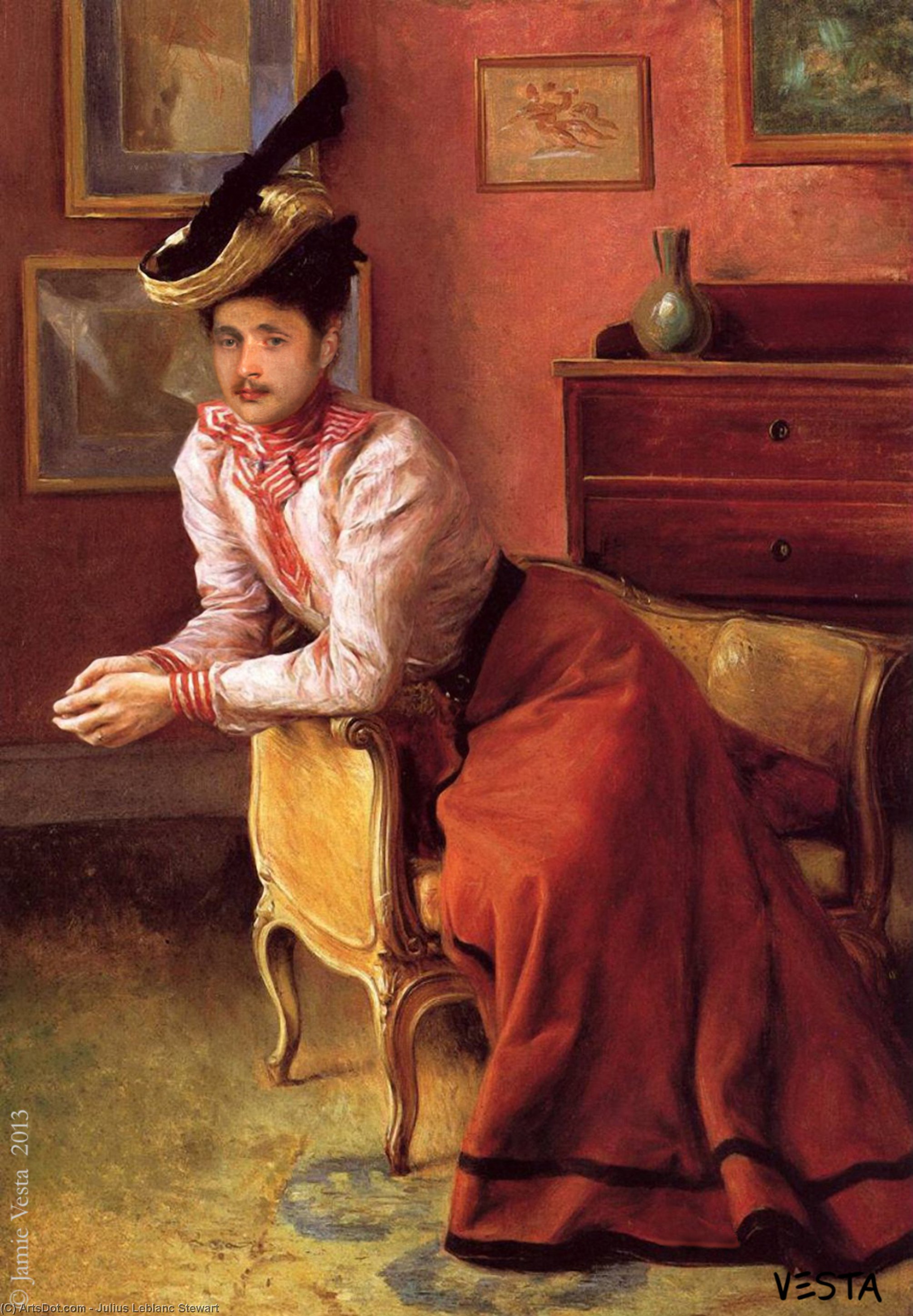 WikiOO.org - Enciclopédia das Belas Artes - Pintura, Arte por Julius Leblanc Stewart - Elegante au sofa