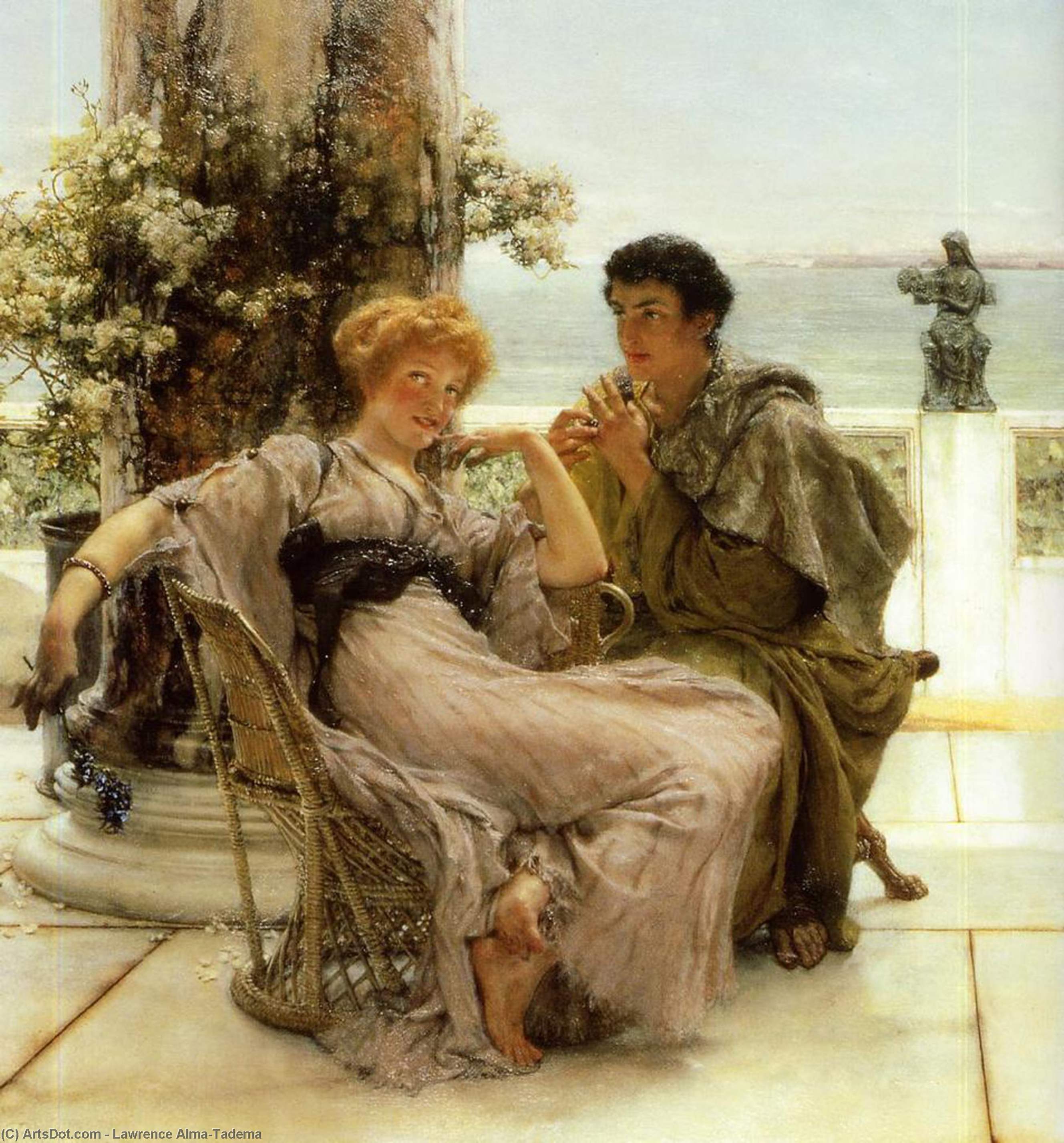 Wikioo.org - The Encyclopedia of Fine Arts - Painting, Artwork by Lawrence Alma-Tadema - Courtship the Proposal