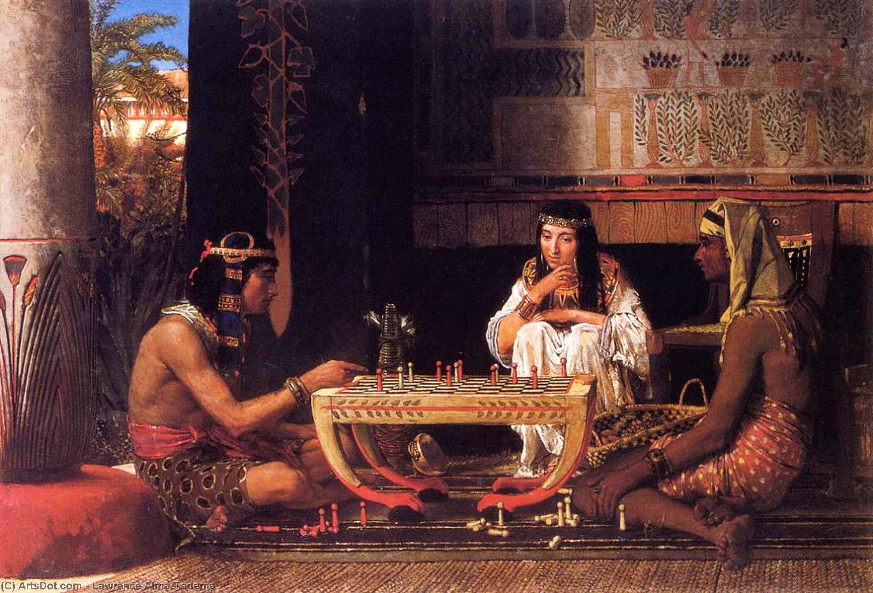 Wikioo.org - The Encyclopedia of Fine Arts - Painting, Artwork by Lawrence Alma-Tadema - Egyptian chess players