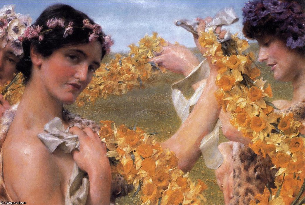 Wikioo.org - The Encyclopedia of Fine Arts - Painting, Artwork by Lawrence Alma-Tadema - When flowers return