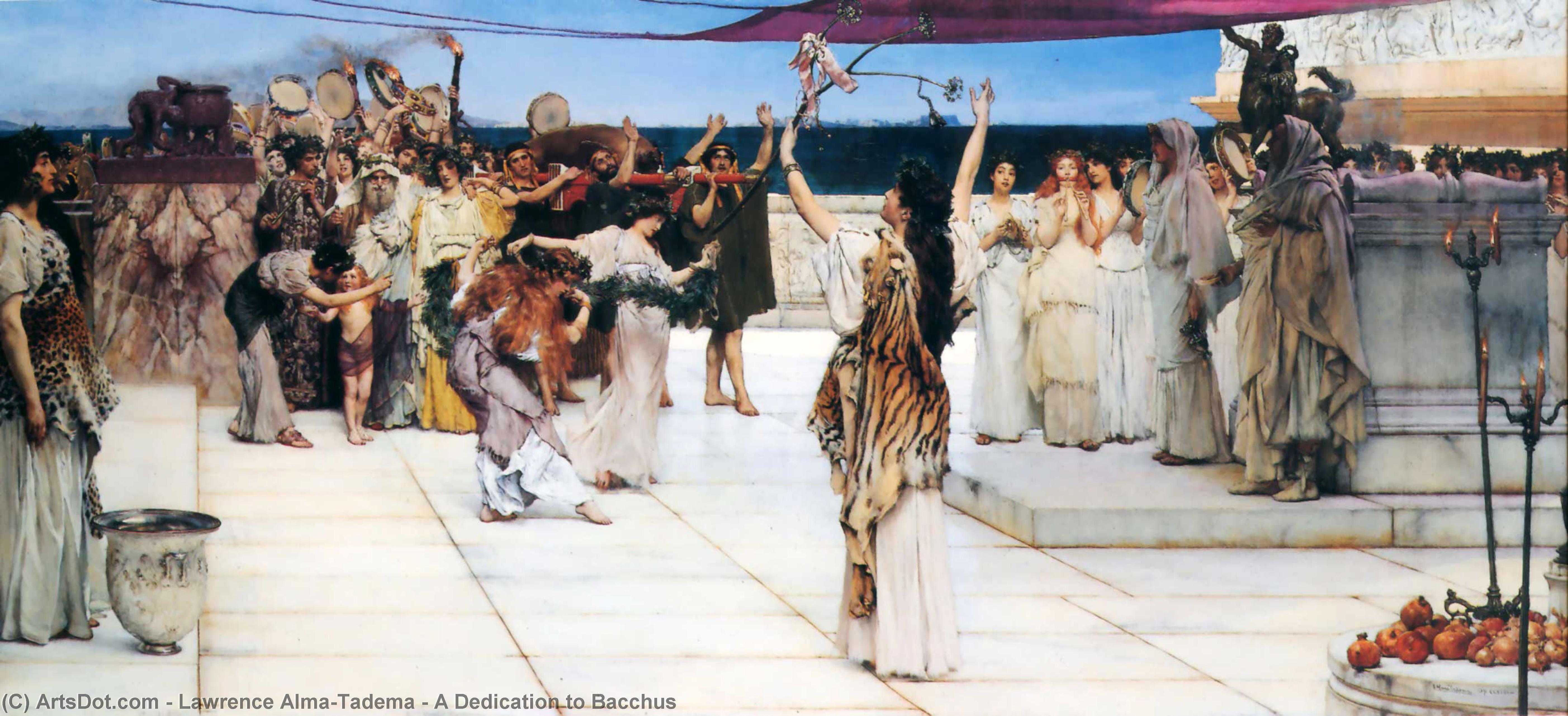 Wikioo.org – La Enciclopedia de las Bellas Artes - Pintura, Obras de arte de Lawrence Alma-Tadema - Un Dedicatoria  bastante  Baco