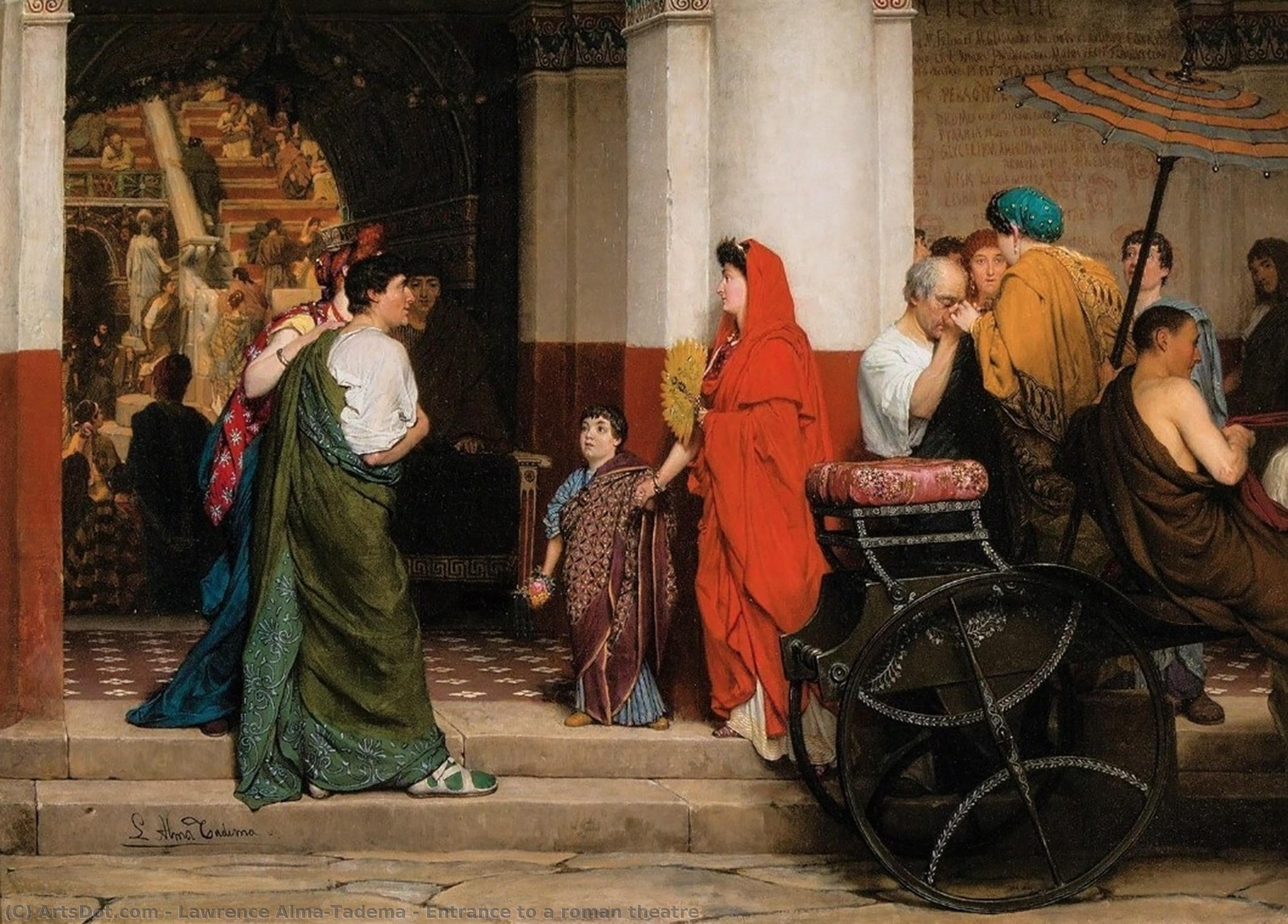 Wikioo.org - The Encyclopedia of Fine Arts - Painting, Artwork by Lawrence Alma-Tadema - Entrance to a roman theatre