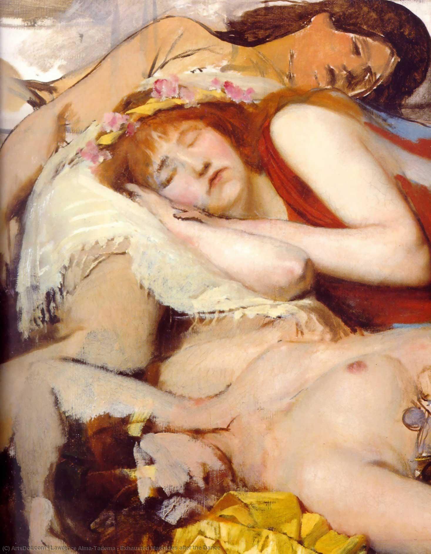 Wikioo.org - The Encyclopedia of Fine Arts - Painting, Artwork by Lawrence Alma-Tadema - Exhausted Maenides after the Dance