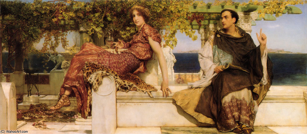 Wikioo.org - The Encyclopedia of Fine Arts - Painting, Artwork by Lawrence Alma-Tadema - The conversion of paula by saint jerome