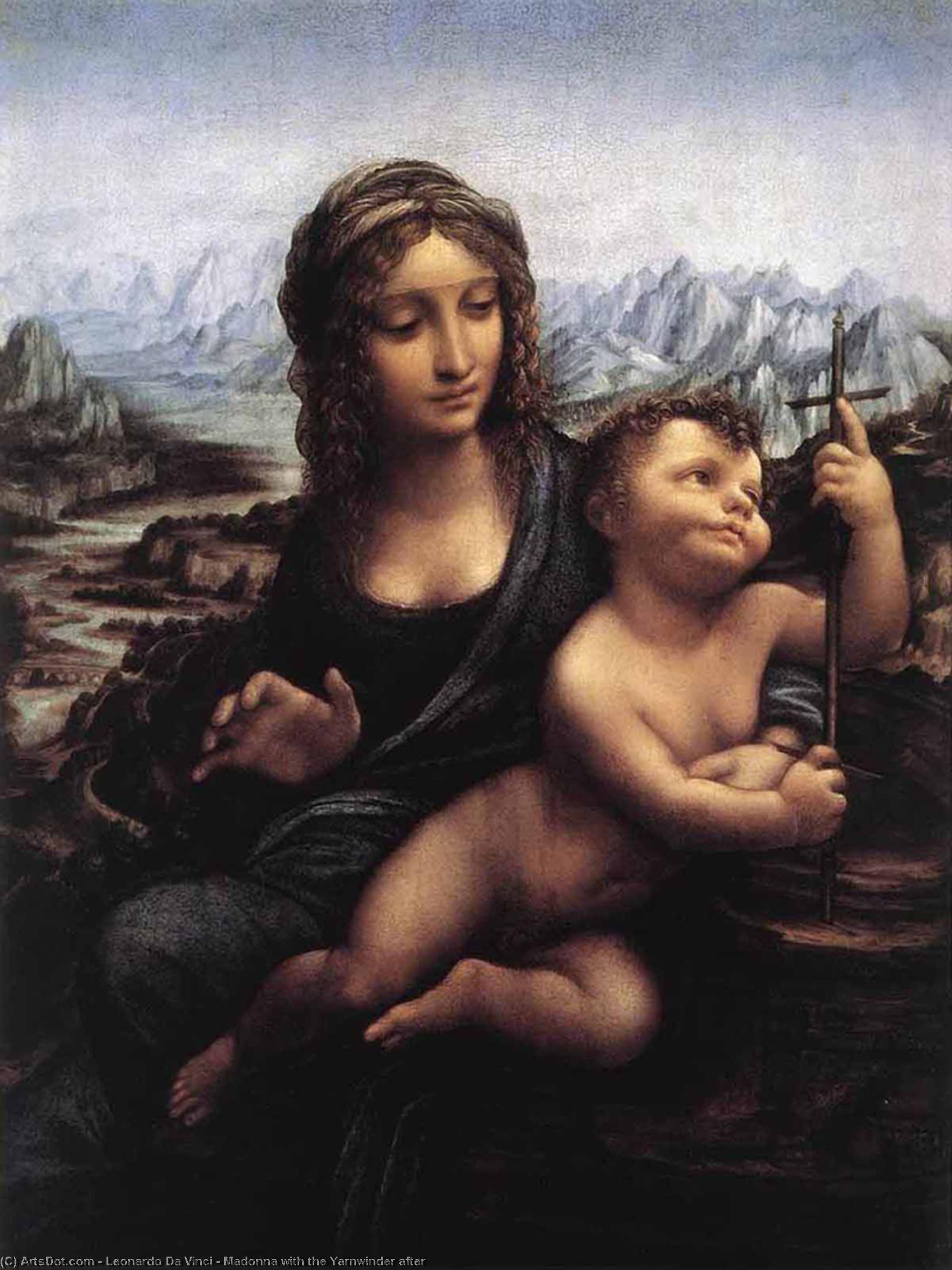 Wikioo.org – La Enciclopedia de las Bellas Artes - Pintura, Obras de arte de Leonardo Da Vinci - Virgen con el Yarnwinder después