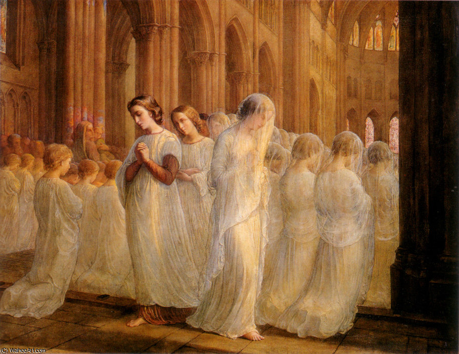 Wikioo.org - The Encyclopedia of Fine Arts - Painting, Artwork by Anne François Louis Janmot - Le poeme de l ame 10 premiere communion