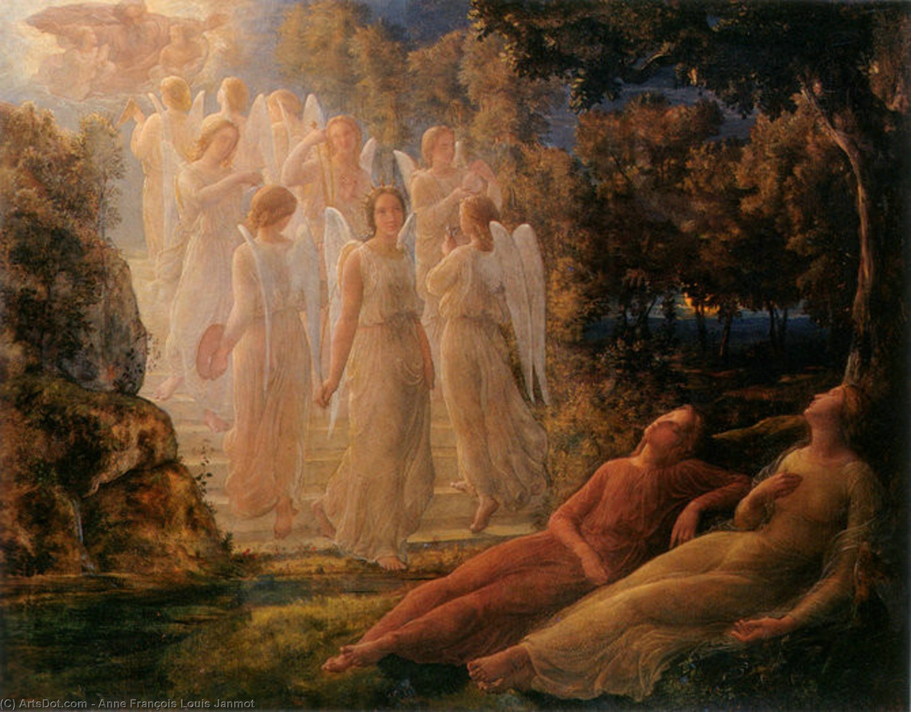 WikiOO.org - Encyclopedia of Fine Arts - Maľba, Artwork Anne François Louis Janmot - Le poeme de l ame 12 l echelle d or