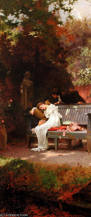 Wikioo.org - The Encyclopedia of Fine Arts - Painting, Artwork by Marcus Stone - A stolen kiss