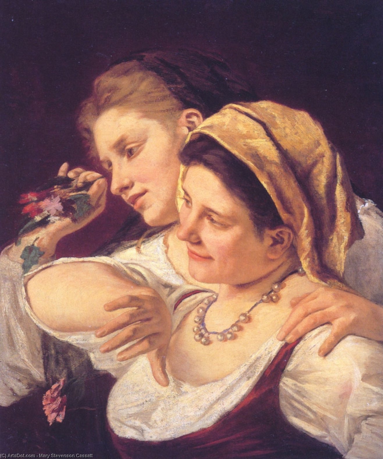 Wikioo.org - The Encyclopedia of Fine Arts - Painting, Artwork by Mary Stevenson Cassatt - Two women throwing flowers