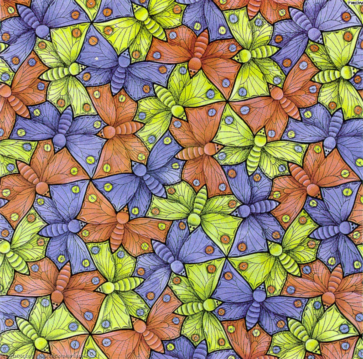 Wikoo.org - موسوعة الفنون الجميلة - اللوحة، العمل الفني Maurits Cornelis Escher - Watercolor 70 Butterfly