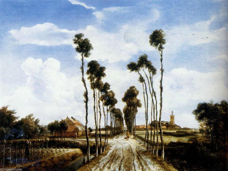 Wikioo.org - The Encyclopedia of Fine Arts - Painting, Artwork by Meindert Hobbema - The road to middelharnis