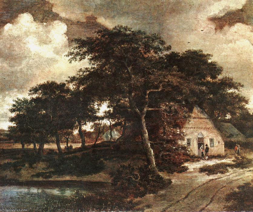 Wikioo.org - สารานุกรมวิจิตรศิลป์ - จิตรกรรม Meindert Hobbema - Meyndert Landscape with a Hut