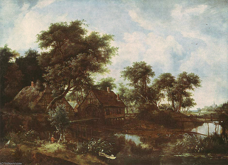 Wikioo.org - สารานุกรมวิจิตรศิลป์ - จิตรกรรม Meindert Hobbema - Meyndert the water mill oak dresden