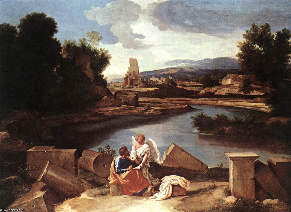 WikiOO.org - Encyclopedia of Fine Arts - Lukisan, Artwork Nicolas Poussin - St Matthew and the angel