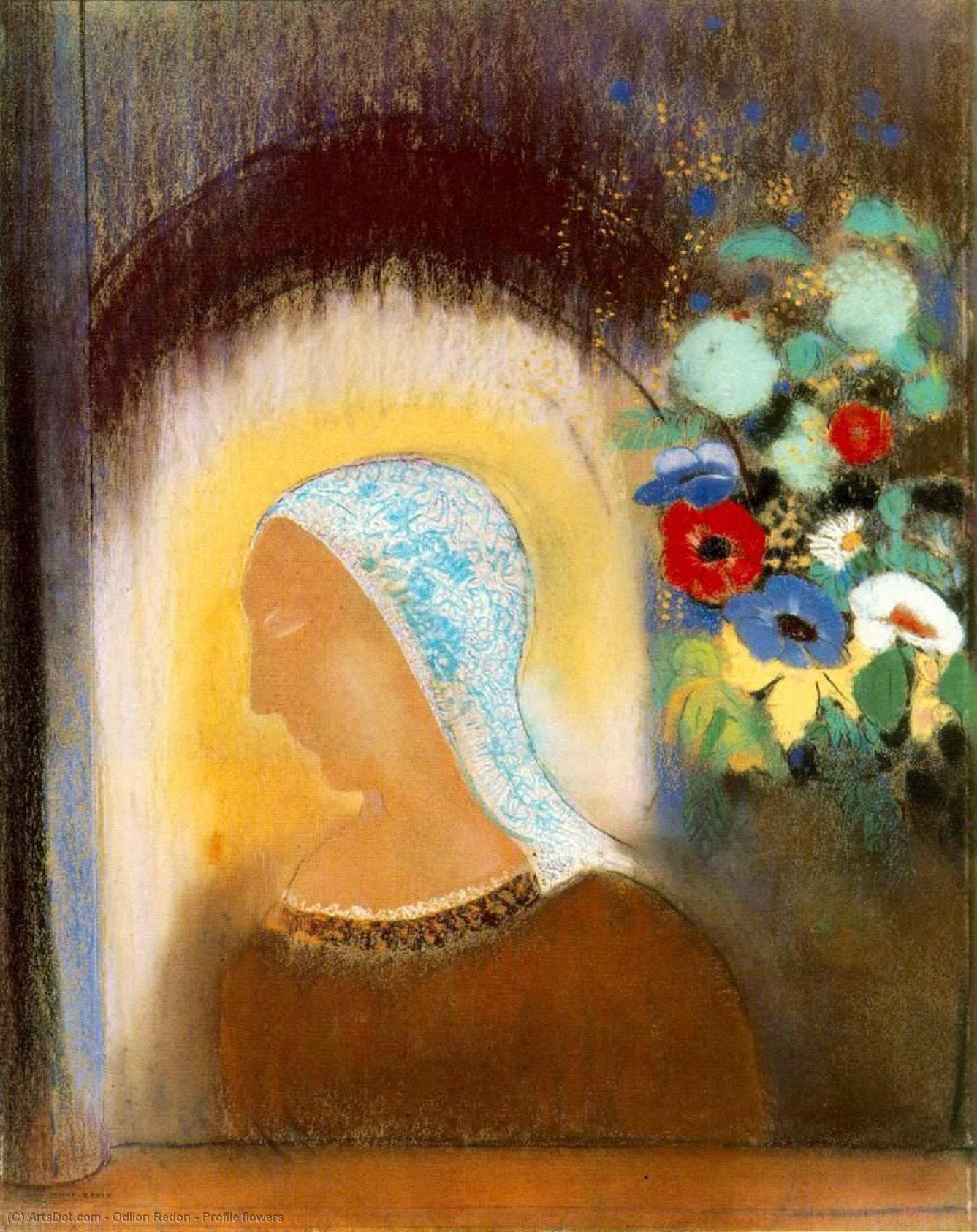 Wikioo.org - The Encyclopedia of Fine Arts - Painting, Artwork by Odilon Redon - Profile flowers