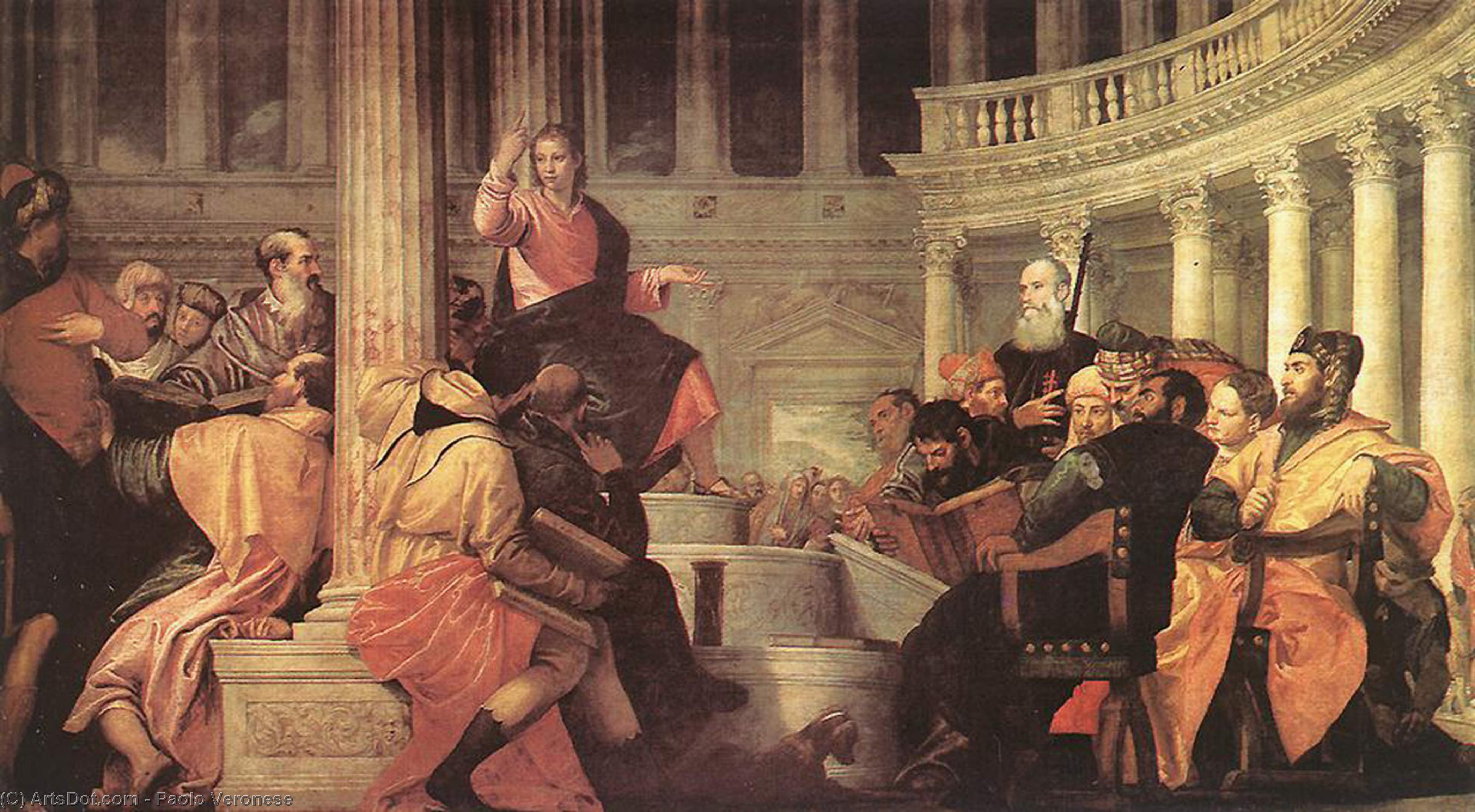 Wikioo.org – La Enciclopedia de las Bellas Artes - Pintura, Obras de arte de Paolo Veronese - Jesús entre los doctores para  el  Templo